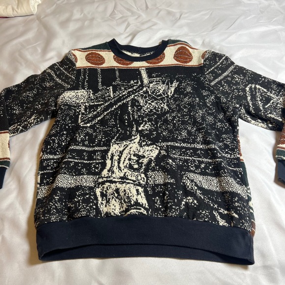 Vintage One of a Kind Basketball Tapestry Knit Sweater Sports Crewneck Mens XL - Picture 2 of 4